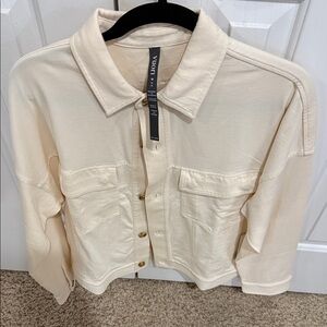 Women's Cream Button-Up Shirt Jacket